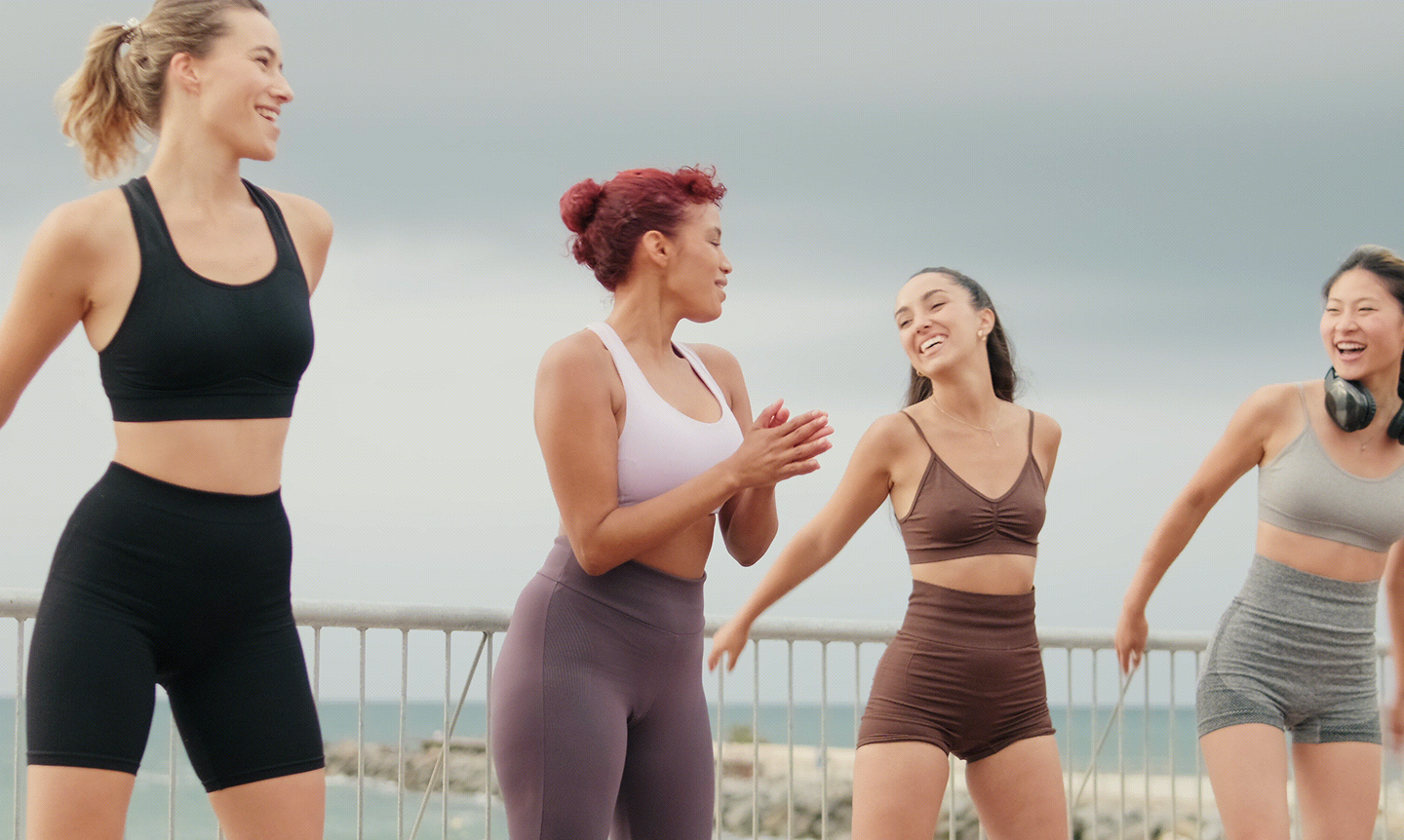 Fitness friends celebrate workout